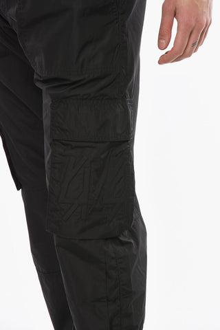 Pantaloni Cargo in Nylon con Elastico in Vita