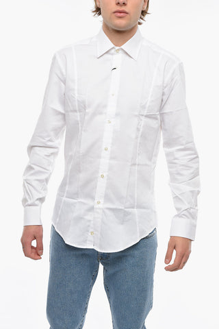 Spread Collar Solid Color Shirt