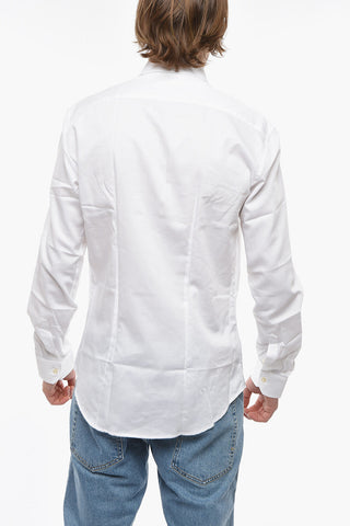 Spread Collar Solid Color Shirt