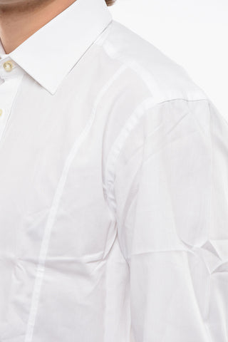 Spread Collar Solid Color Shirt