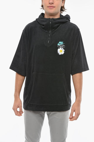 Short Sleeve Terry Sweatshirt with Hood