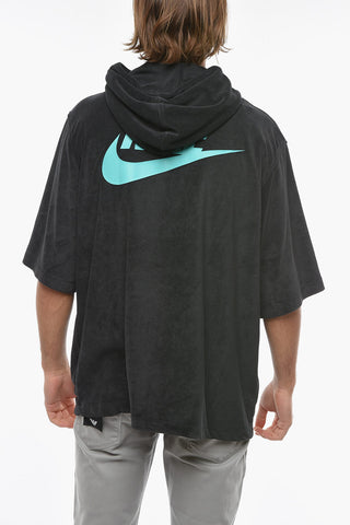 Short Sleeve Terry Sweatshirt with Hood