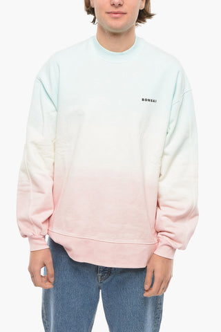 Gradient Effect Brushed Cotton Crew-neck Sweatshirt