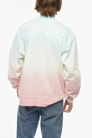 Gradient Effect Brushed Cotton Crew-neck Sweatshirt