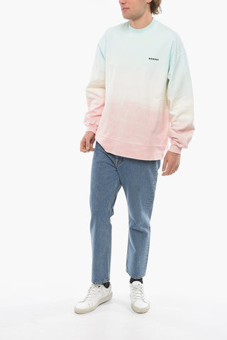 Gradient Effect Brushed Cotton Crew-neck Sweatshirt