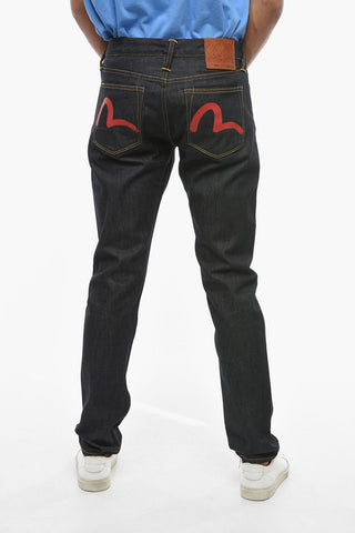 Dark-wash Straight-leg Jeans with SEAGULL Logo Print 18cm 
