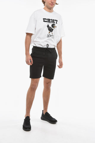 Shorts in Felpa a 4 Tasche con Logo Ricamato