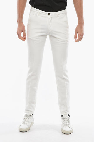 Pantaloni Chino in Cotone e Lino a Vita Regolare