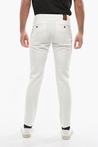 Pantaloni Chino in Cotone e Lino a Vita Regolare