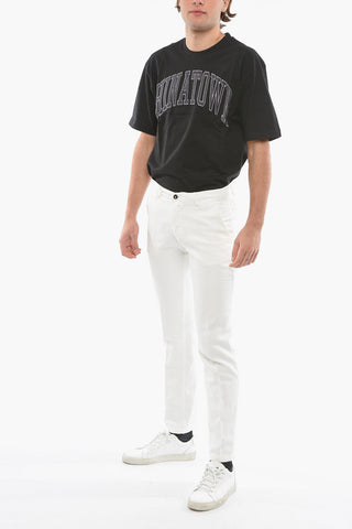 Pantaloni Chino in Cotone e Lino a Vita Regolare