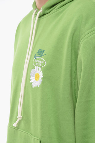 Felpa Hoodie con Margherita Ricamata