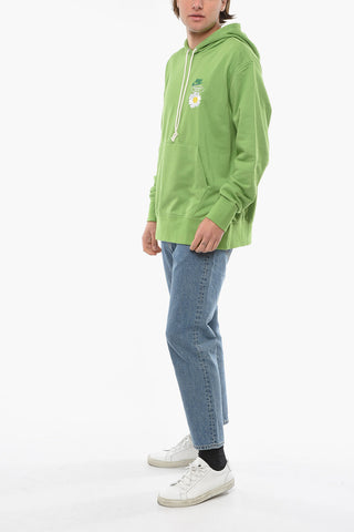 Felpa Hoodie con Margherita Ricamata