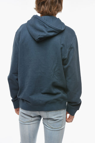 Acid Wash Effect Hoodie with Embossed Logo