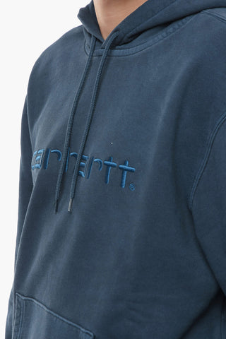 Acid Wash Effect Hoodie with Embossed Logo