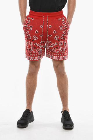 Shorts in Cotone Piquè con Stampa Bandana