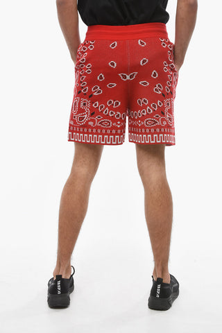 Shorts in Cotone Piquè con Stampa Bandana