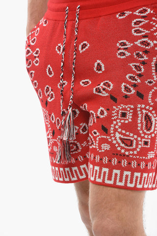Shorts in Cotone Piquè con Stampa Bandana