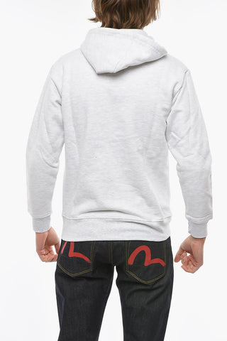 Solid Color Hoodie with Corduroy Logo