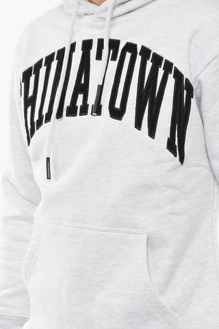 Solid Color Hoodie with Corduroy Logo