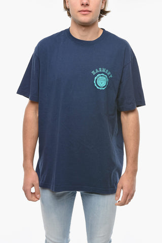Logo Printed Solid Color Crew-neck T-Shirt