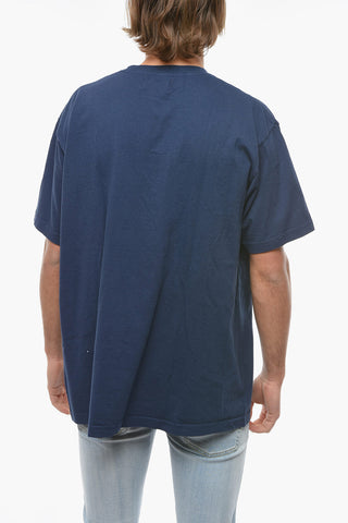 Logo Printed Solid Color Crew-neck T-Shirt