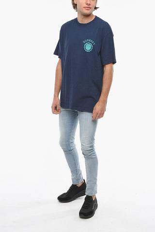 Logo Printed Solid Color Crew-neck T-Shirt