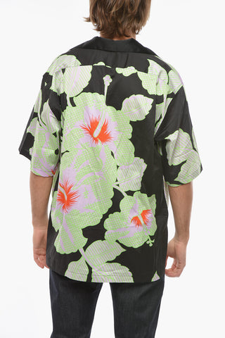 Plant-Motif Shirt with Breast Pocket