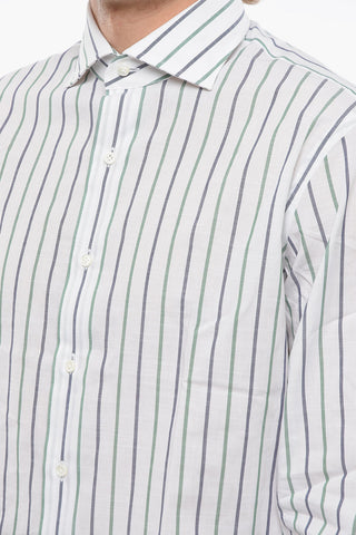 Spread Collar Awning Striped Shirt
