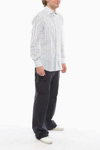 Spread Collar Awning Striped Shirt