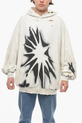 Felpa Hoodie Distressed Effetto Spray