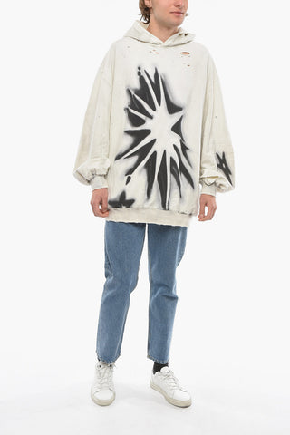 Felpa Hoodie Distressed Effetto Spray