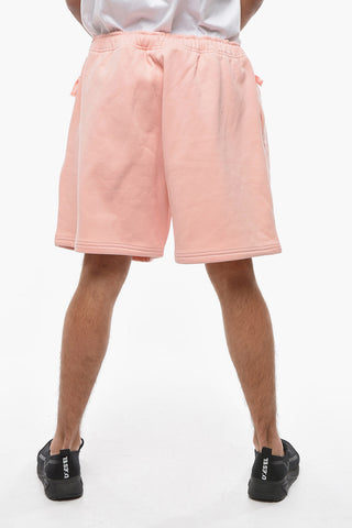 Drawstring Waist Fleeced-Cotton Shorts-