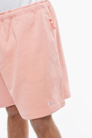 Drawstring Waist Fleeced-Cotton Shorts-