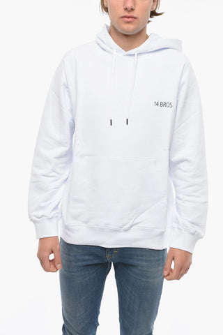 Felpa Hoodie con Maxi Stampa sul Retro a Contrasto