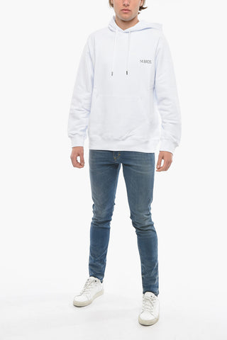 Felpa Hoodie con Maxi Stampa sul Retro a Contrasto
