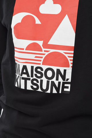 Cotton Crew-Neck Sweatshirt with Maxi Front Print