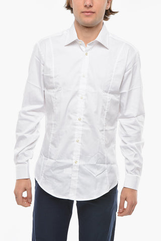 Spread Collar Solid Color Shirt