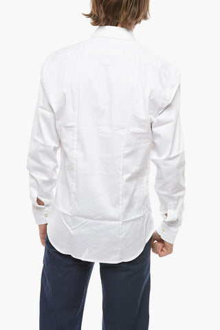 Spread Collar Solid Color Shirt
