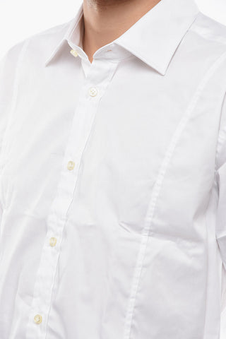 Spread Collar Solid Color Shirt