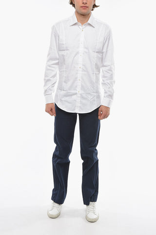 Spread Collar Solid Color Shirt