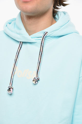 Felpa Hoodie in Cotone Garzato con Stampa a Contrasto