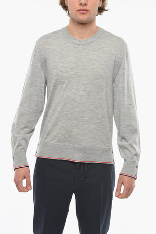 Cashmere Crew-neck Sweater with Buttons Detail