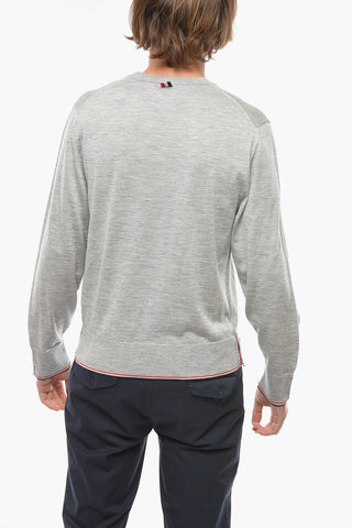 Cashmere Crew-neck Sweater with Buttons Detail