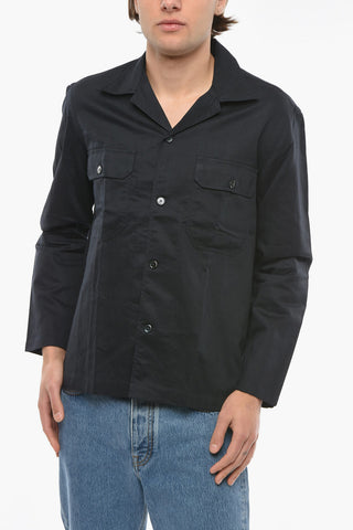 Cotton and Flax Shirt with Double Breast Pocket