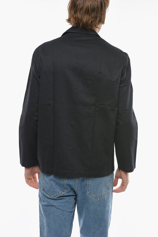 Cotton and Flax Shirt with Double Breast Pocket