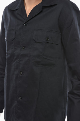 Cotton and Flax Shirt with Double Breast Pocket