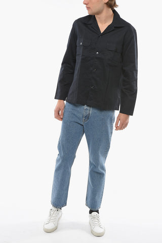 Cotton and Flax Shirt with Double Breast Pocket