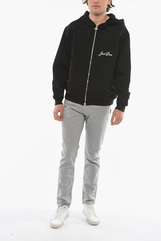 Logo Embroidered Solid Color Sweatshit with Zip Closure