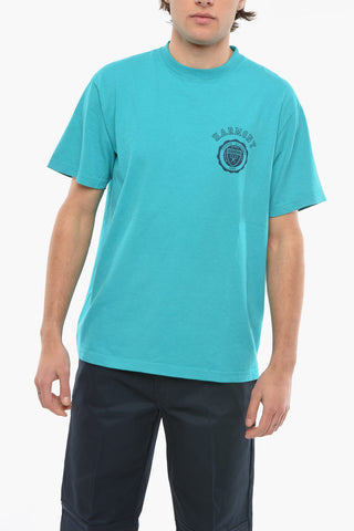 Logo Printed Solid Color Crew-neck T-Shirt