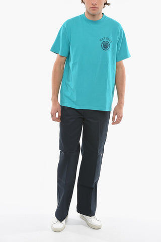 Logo Printed Solid Color Crew-neck T-Shirt